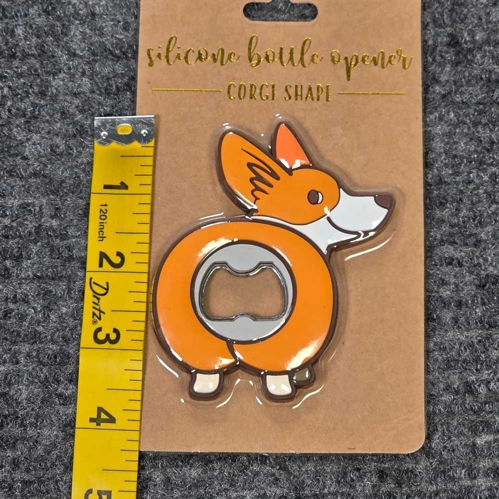 TMD Retail Novelty Bar Tool Corgi Silicone‎ Bottle Opener Orange White Dog NEW